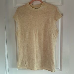 Banana Republic Cream Wool and Rabbit Hair Soft Sleeveless Mock Neck Knit Top
